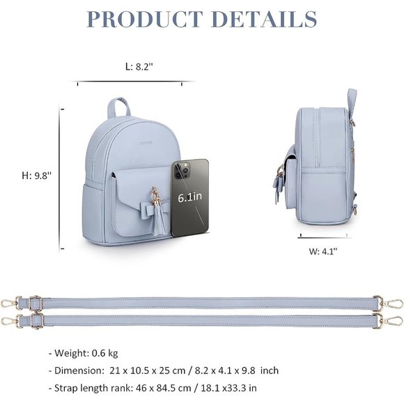 ECOSUSI Cute Bowknot Small Backpack Ladies Bookbag Satchel Bag with Charm Tassel main image 7